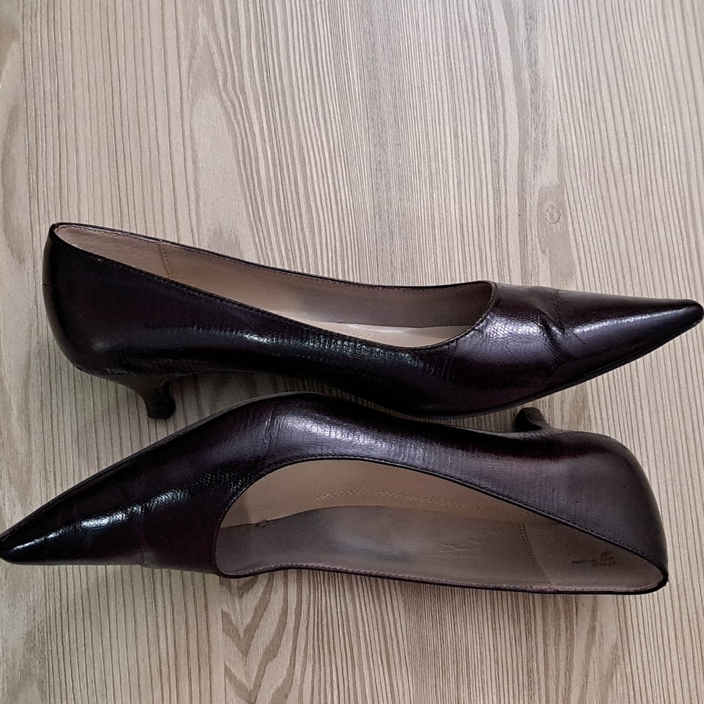 Burgundy, Kitten Heel Pumps by Ellen Tracy